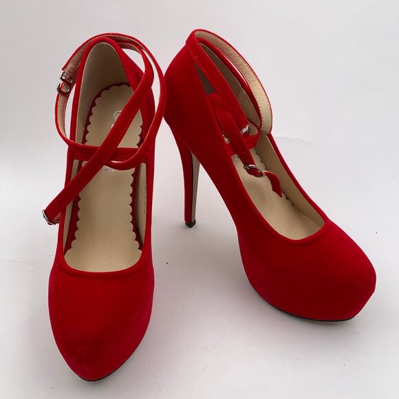 Ankle Strap Platform Pump Heels Size 9.5 - Picture 2 of 5